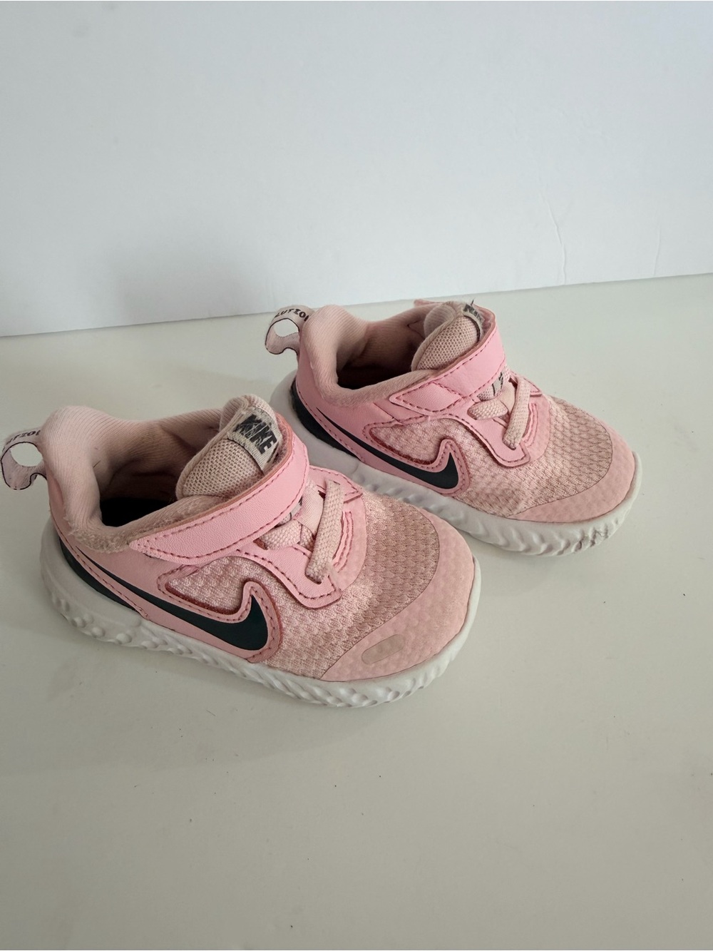 Nike Toddler Pink and Dark Grey Velcro Running Sneakers